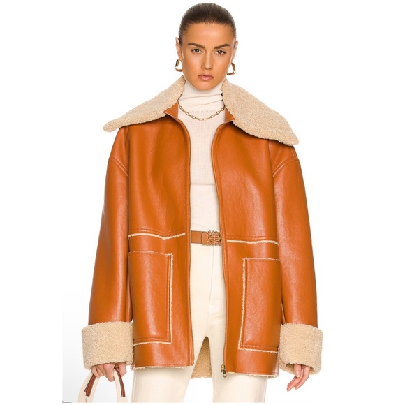 Nanushka Beryl Paneled Faux Shearling Jacket Size Small - Picture 2 of 16